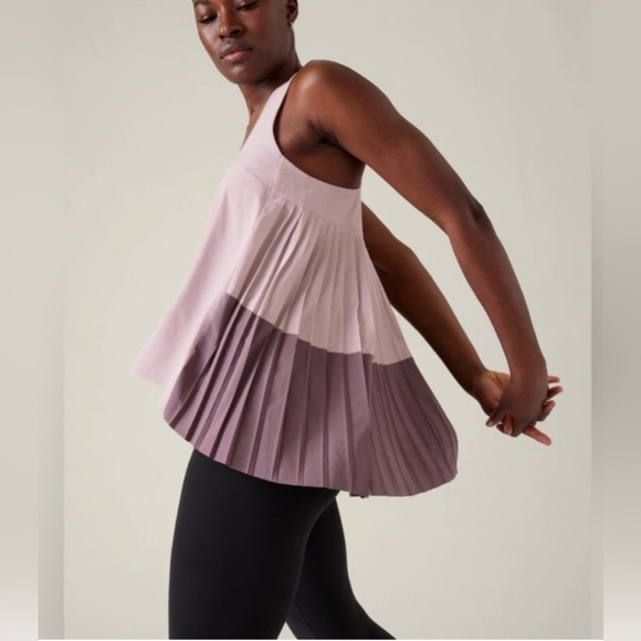 Banana Republic Tops - Athleta NWT Tank Top Swing Pink High Low pleated sz M athleisure active wear gym